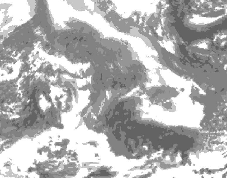 GDPS total cloud 222 hour forecast chart for Canada based on 2026/02/03 1200Z data