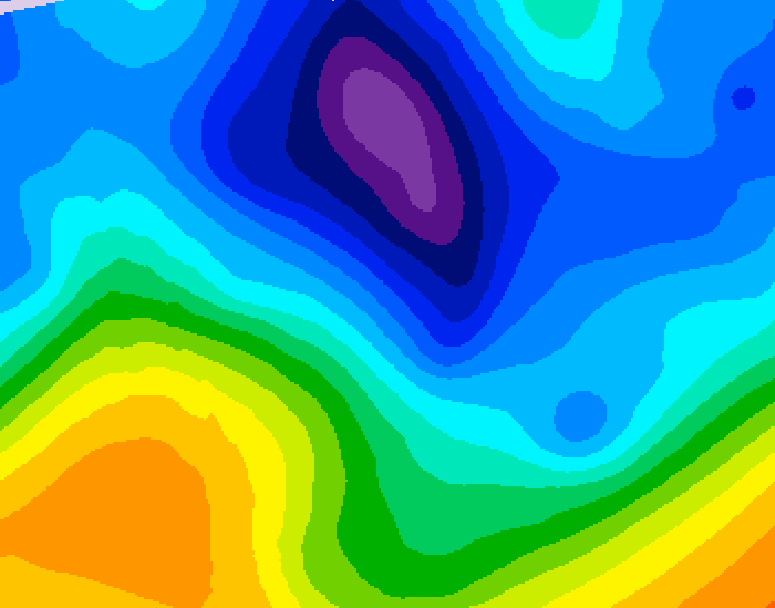 GDPS 500 millibar geopotential height 012 hour forecast chart for Canada based on 2026/02/04 0000Z data