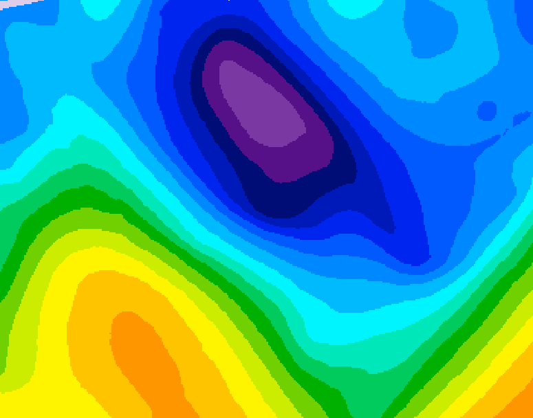GDPS 500 millibar geopotential height 042 hour forecast chart for Canada based on 2026/02/04 0000Z data