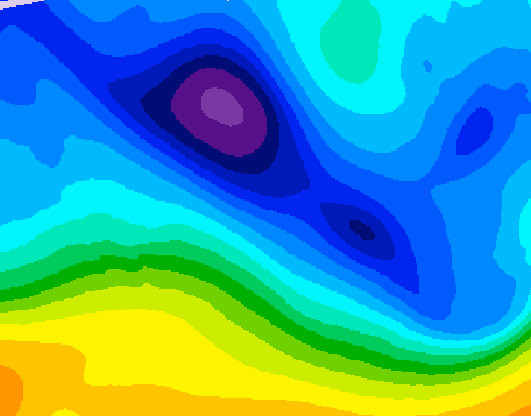 GDPS 500 millibar geopotential height 102 hour forecast chart for Canada based on 2026/02/04 0000Z data