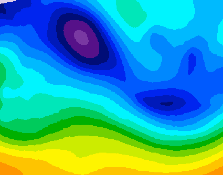 GDPS 500 millibar geopotential height 126 hour forecast chart for Canada based on 2026/02/04 0000Z data