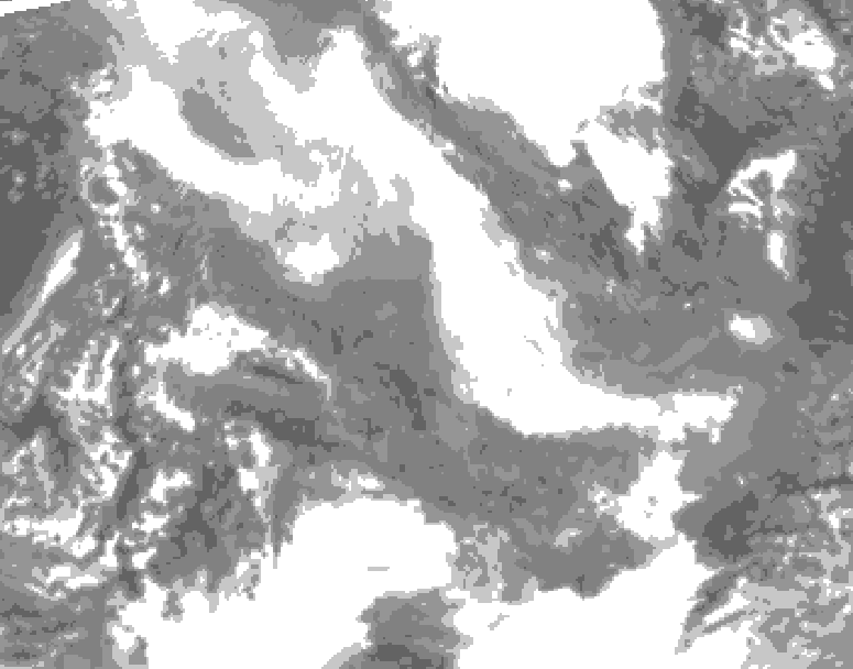 GDPS total cloud 132 hour forecast chart for Canada based on 2026/02/04 0000Z data