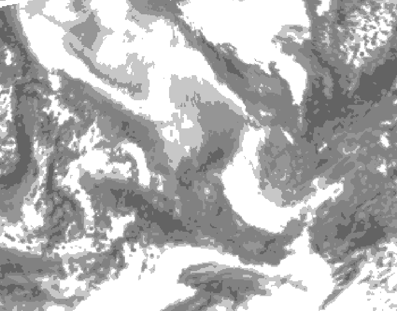 GDPS total cloud 132 hour forecast chart for Canada based on 2026/02/04 1200Z data
