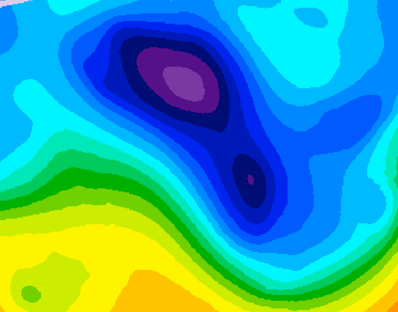 GDPS 500 millibar geopotential height 048 hour forecast chart for Canada based on 2026/02/05 0000Z data