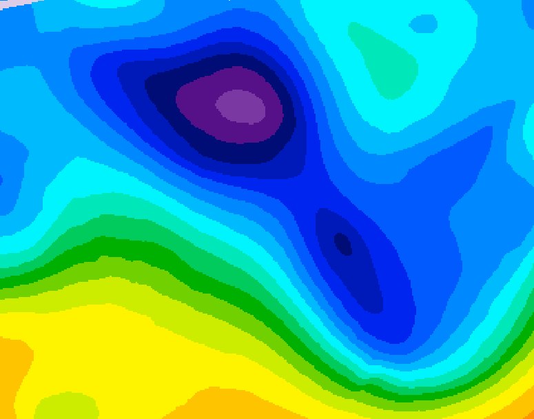 GDPS 500 millibar geopotential height 060 hour forecast chart for Canada based on 2026/02/05 0000Z data