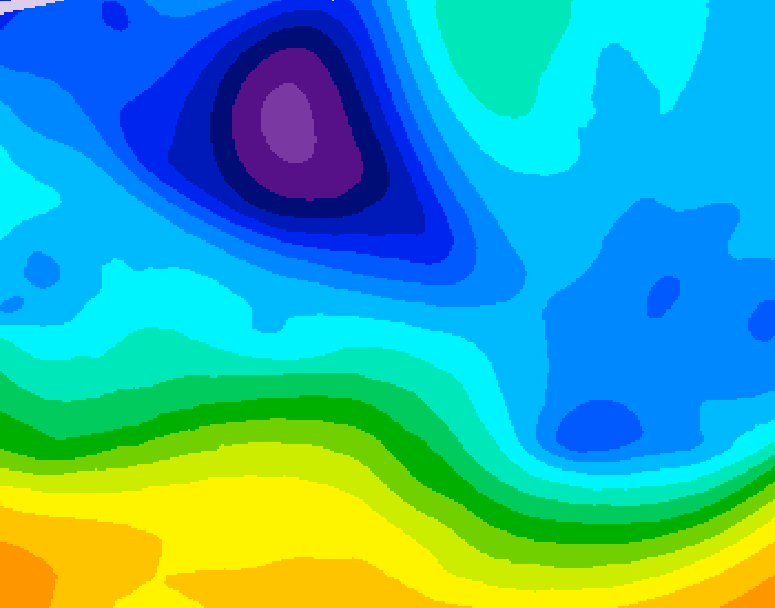 GDPS 500 millibar geopotential height 096 hour forecast chart for Canada based on 2026/02/05 0000Z data