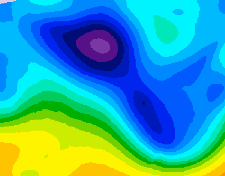 GDPS 500 millibar geopotential height 048 hour forecast chart for Canada based on 2026/02/05 1200Z data