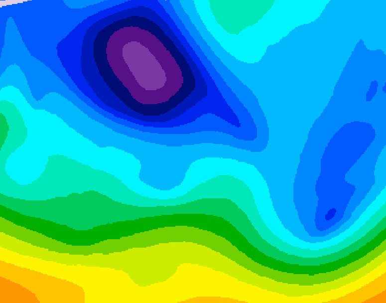 GDPS 500 millibar geopotential height 096 hour forecast chart for Canada based on 2026/02/05 1200Z data