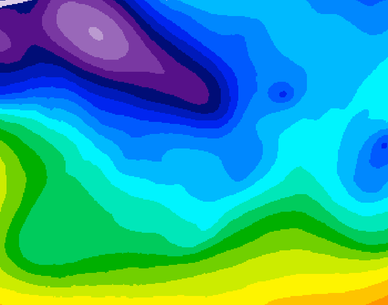 GDPS 500 millibar geopotential height 132 hour forecast chart for Canada based on 2026/02/05 1200Z data