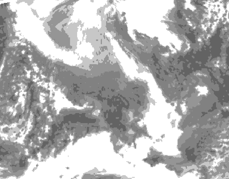 GDPS total cloud 108 hour forecast chart for Canada based on 2026/02/05 0000Z data