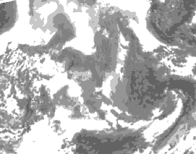 GDPS total cloud 210 hour forecast chart for Canada based on 2026/02/05 0000Z data
