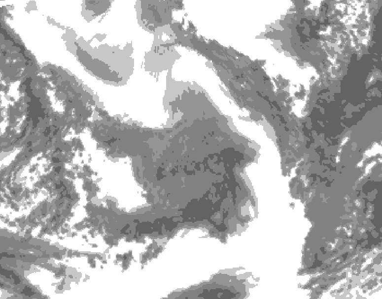 GDPS total cloud 108 hour forecast chart for Canada based on 2026/02/05 1200Z data
