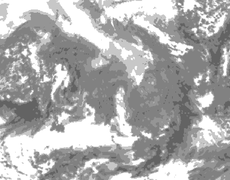 GDPS total cloud 156 hour forecast chart for Canada based on 2026/02/05 1200Z data