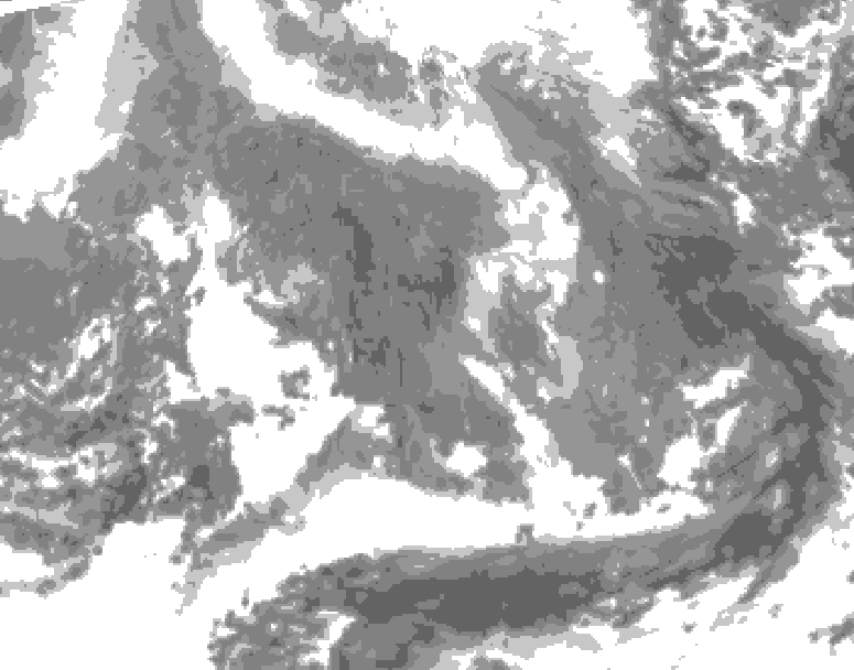 GDPS total cloud 180 hour forecast chart for Canada based on 2026/02/05 1200Z data