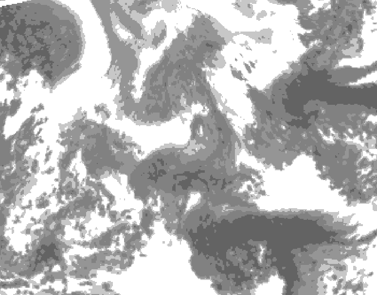GDPS total cloud 222 hour forecast chart for Canada based on 2026/02/05 1200Z data