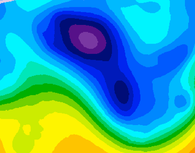 GDPS 500 millibar geopotential height 012 hour forecast chart for Canada based on 2026/02/06 1200Z data