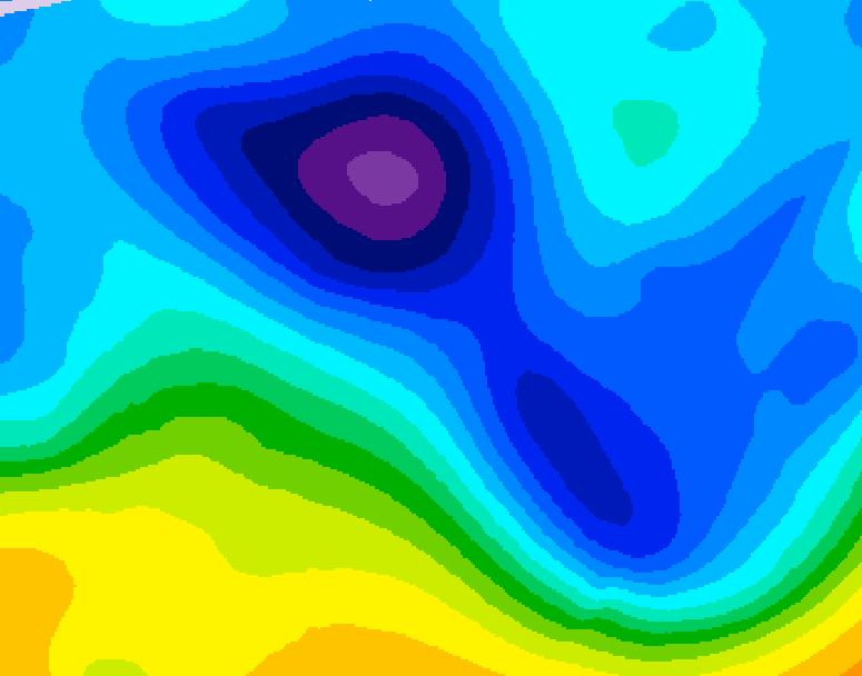 GDPS 500 millibar geopotential height 024 hour forecast chart for Canada based on 2026/02/06 1200Z data