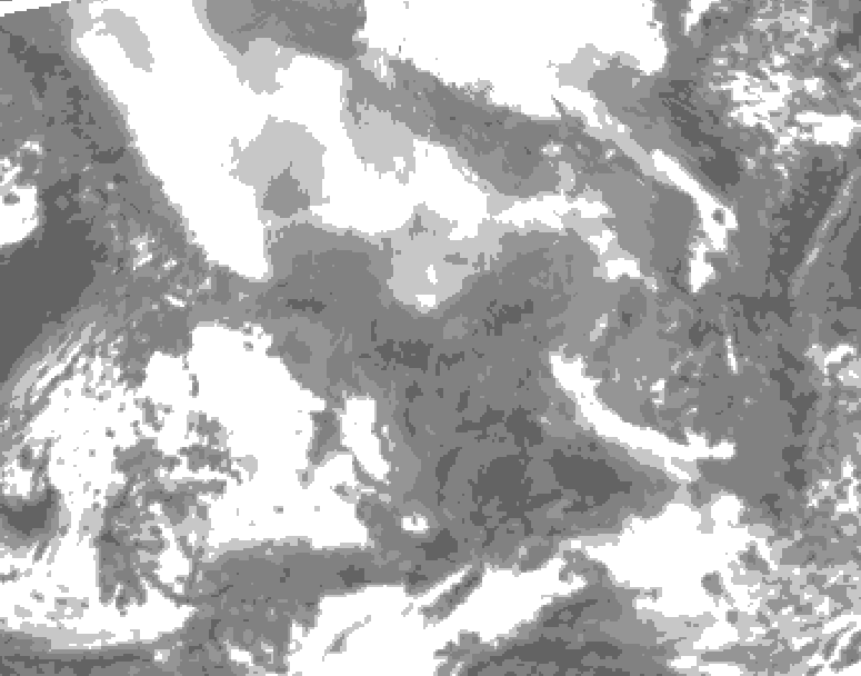 GDPS total cloud 120 hour forecast chart for Canada based on 2026/02/06 0000Z data