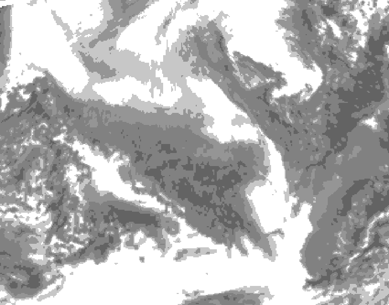 GDPS total cloud 072 hour forecast chart for Canada based on 2026/02/06 1200Z data