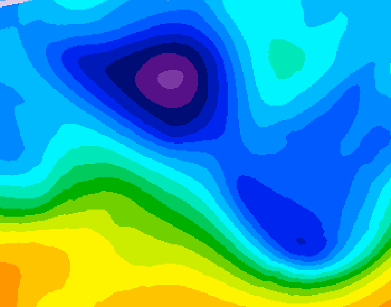GDPS 500 millibar geopotential height 018 hour forecast chart for Canada based on 2026/02/07 0000Z data