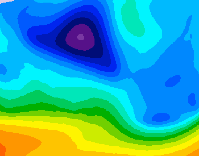 GDPS 500 millibar geopotential height 042 hour forecast chart for Canada based on 2026/02/07 0000Z data