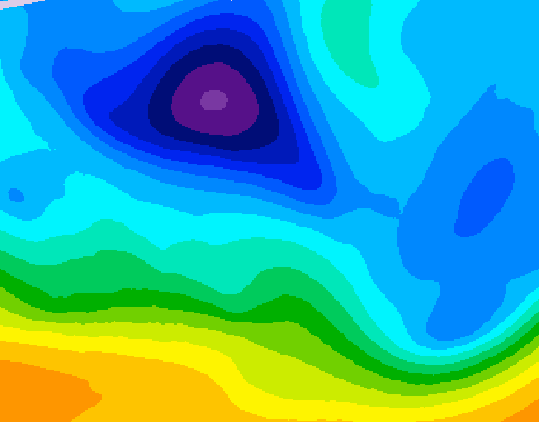 GDPS 500 millibar geopotential height 036 hour forecast chart for Canada based on 2026/02/07 1200Z data