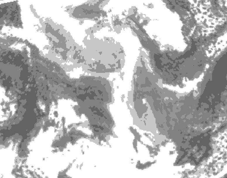 GDPS total cloud 012 hour forecast chart for Canada based on 2026/02/07 0000Z data