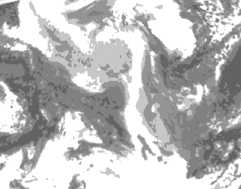 GDPS total cloud 018 hour forecast chart for Canada based on 2026/02/07 0000Z data