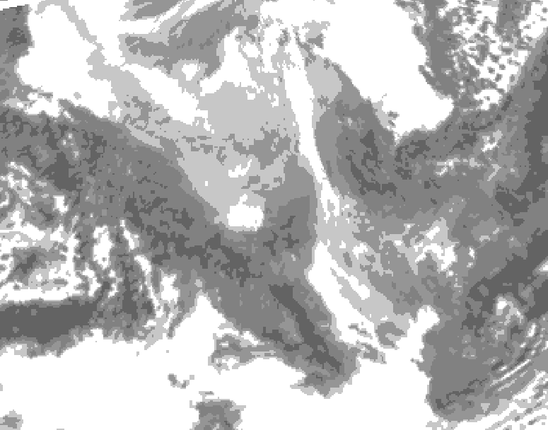 GDPS total cloud 030 hour forecast chart for Canada based on 2026/02/07 0000Z data