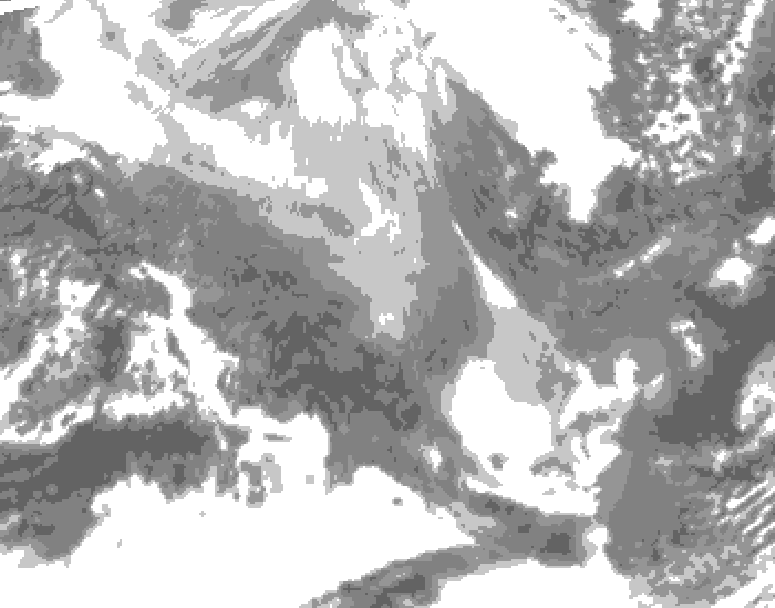 GDPS total cloud 042 hour forecast chart for Canada based on 2026/02/07 0000Z data