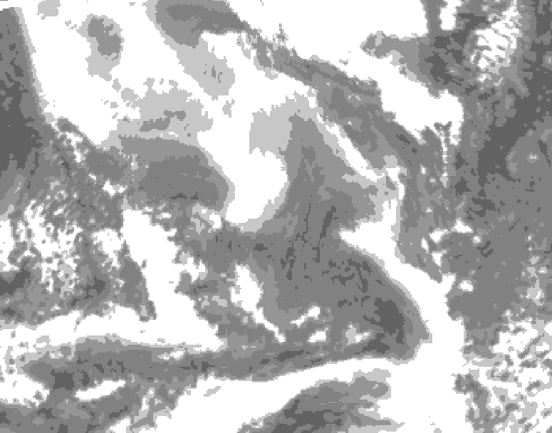GDPS total cloud 090 hour forecast chart for Canada based on 2026/02/07 0000Z data