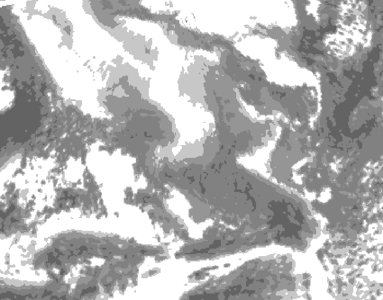 GDPS total cloud 096 hour forecast chart for Canada based on 2026/02/07 0000Z data