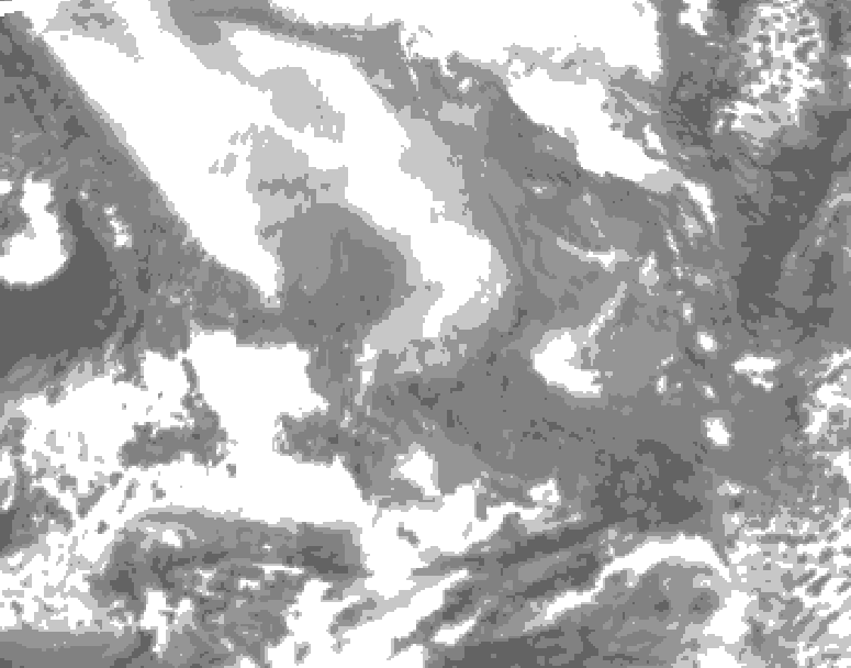 GDPS total cloud 102 hour forecast chart for Canada based on 2026/02/07 0000Z data