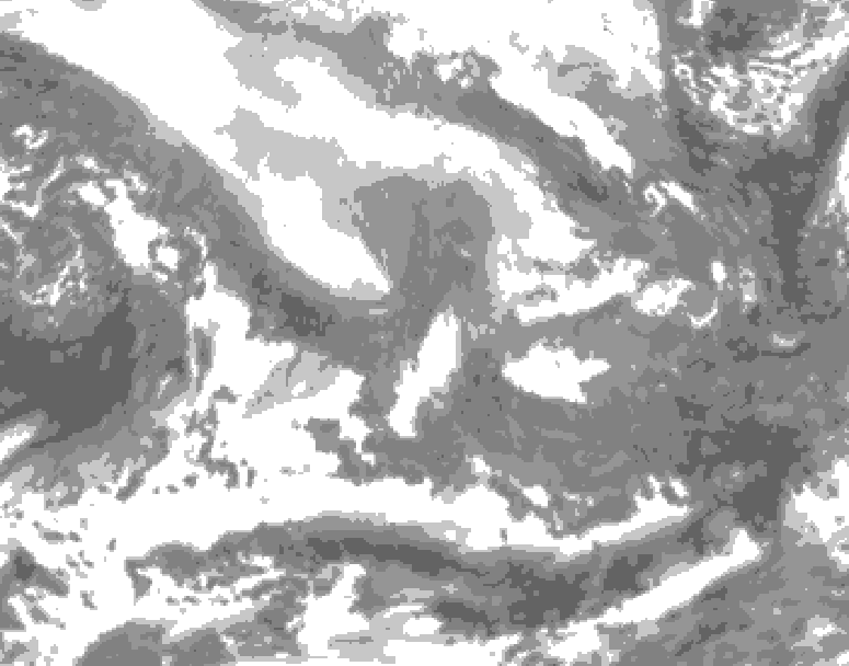 GDPS total cloud 120 hour forecast chart for Canada based on 2026/02/07 0000Z data