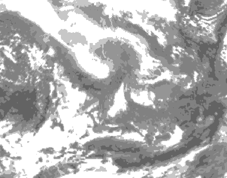 GDPS total cloud 126 hour forecast chart for Canada based on 2026/02/07 0000Z data