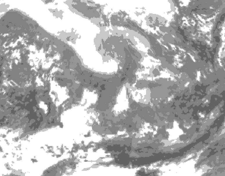 GDPS total cloud 132 hour forecast chart for Canada based on 2026/02/07 0000Z data