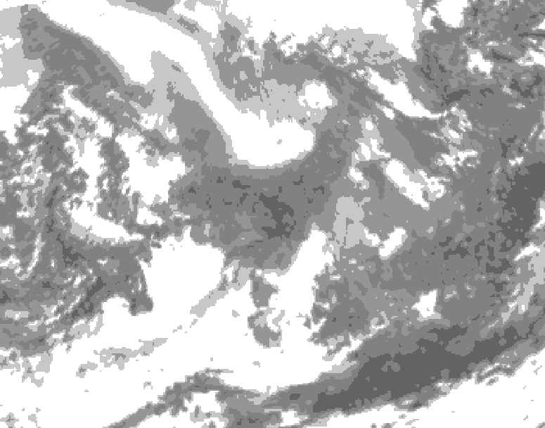 GDPS total cloud 150 hour forecast chart for Canada based on 2026/02/07 0000Z data