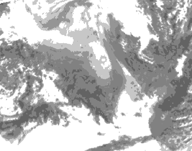 GDPS total cloud 036 hour forecast chart for Canada based on 2026/02/07 1200Z data