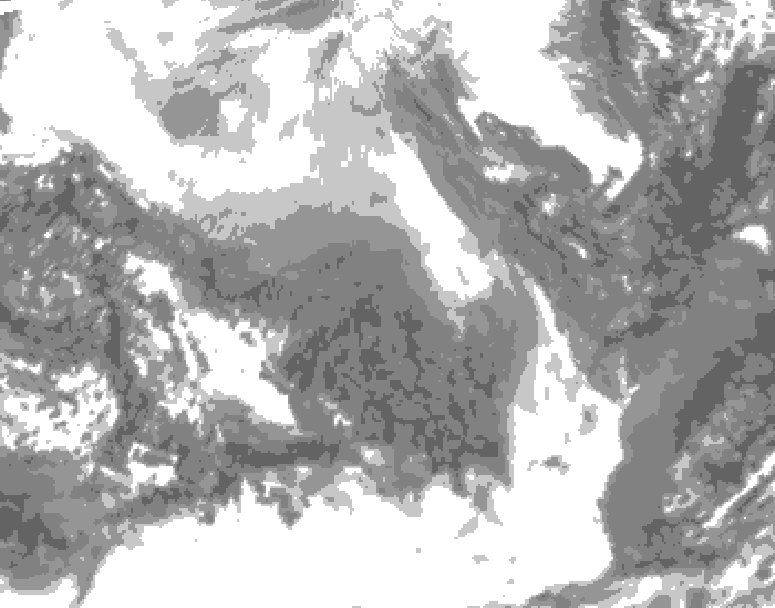 GDPS total cloud 048 hour forecast chart for Canada based on 2026/02/07 1200Z data