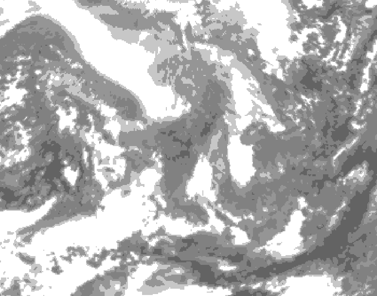 GDPS total cloud 120 hour forecast chart for Canada based on 2026/02/07 1200Z data