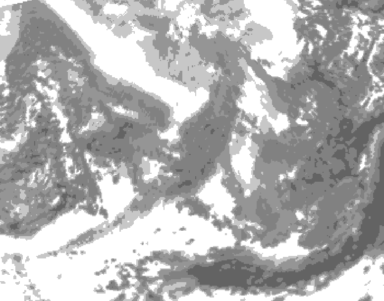 GDPS total cloud 132 hour forecast chart for Canada based on 2026/02/07 1200Z data