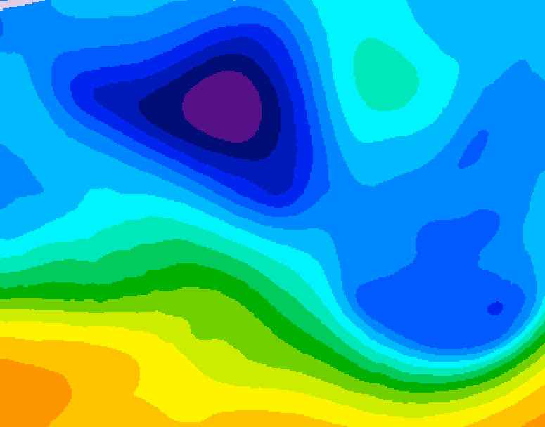 GDPS 500 millibar geopotential height 006 hour forecast chart for Canada based on 2026/02/08 0000Z data