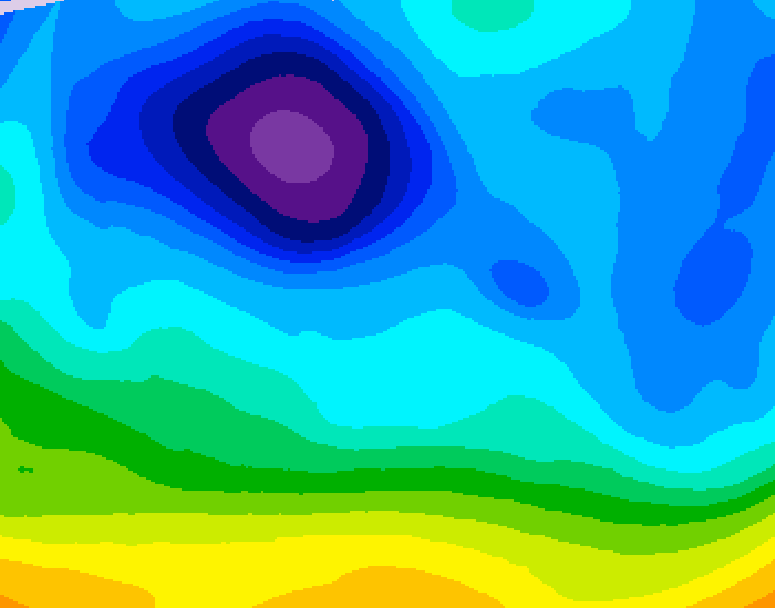 GDPS 500 millibar geopotential height 048 hour forecast chart for Canada based on 2026/02/08 0000Z data