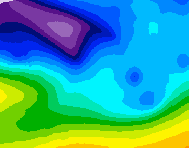 GDPS 500 millibar geopotential height 090 hour forecast chart for Canada based on 2026/02/08 0000Z data