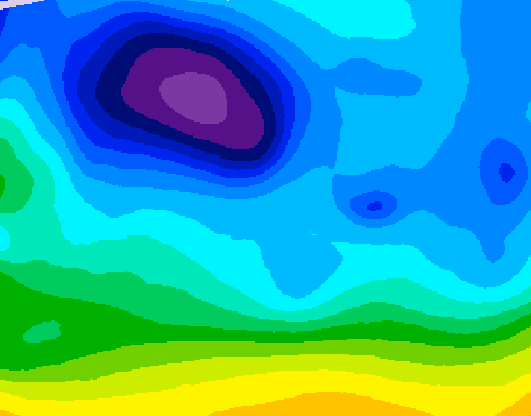 GDPS 500 millibar geopotential height 048 hour forecast chart for Canada based on 2026/02/08 1200Z data