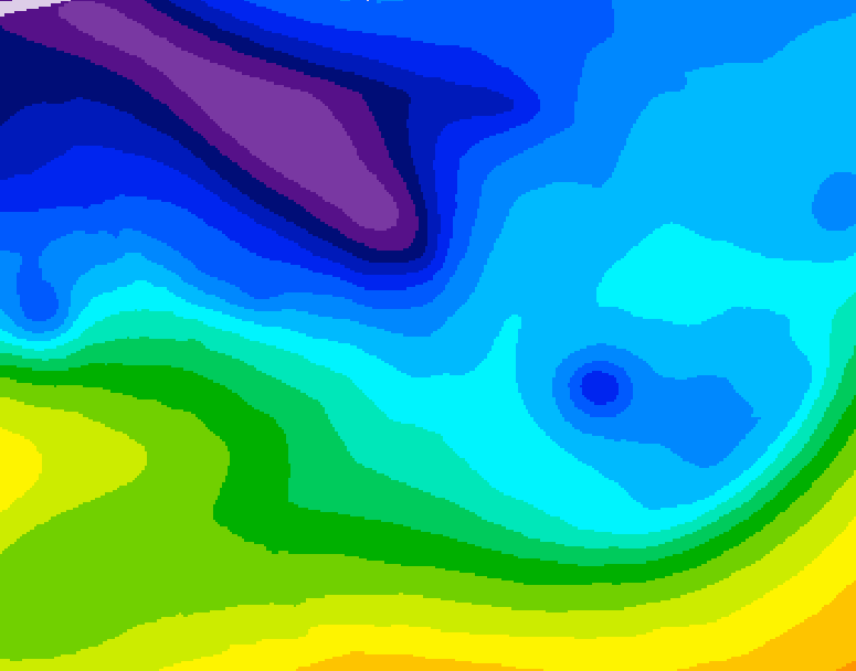 GDPS 500 millibar geopotential height 090 hour forecast chart for Canada based on 2026/02/08 1200Z data