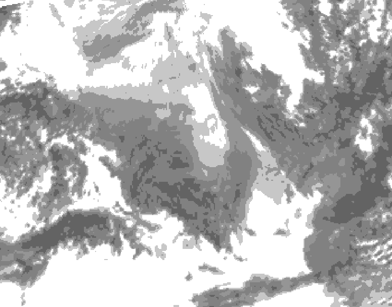 GDPS total cloud 024 hour forecast chart for Canada based on 2026/02/08 0000Z data