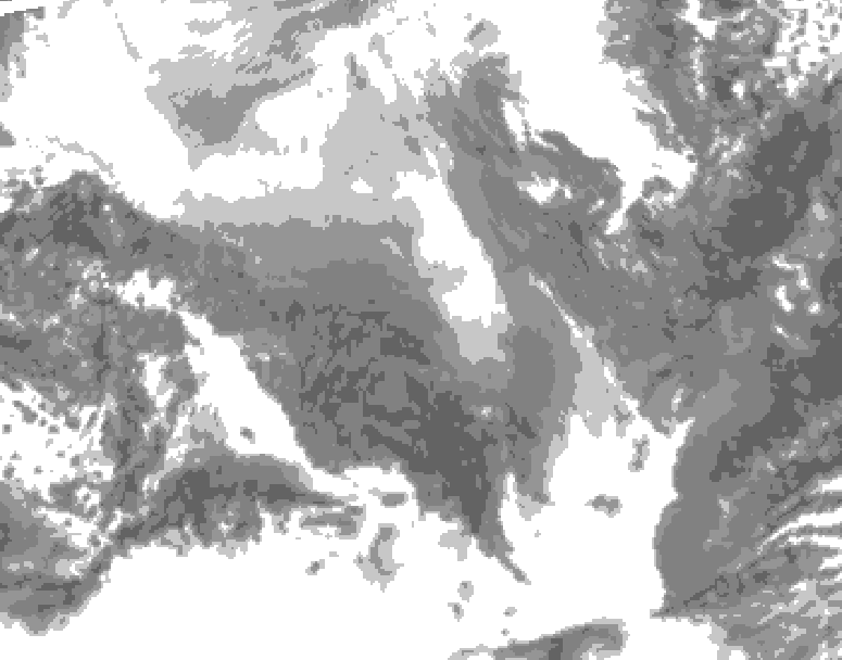 GDPS total cloud 030 hour forecast chart for Canada based on 2026/02/08 0000Z data