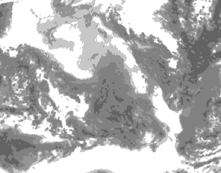 GDPS total cloud 048 hour forecast chart for Canada based on 2026/02/08 0000Z data
