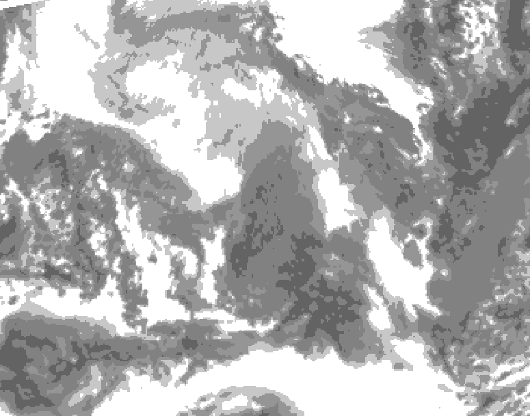 GDPS total cloud 054 hour forecast chart for Canada based on 2026/02/08 0000Z data